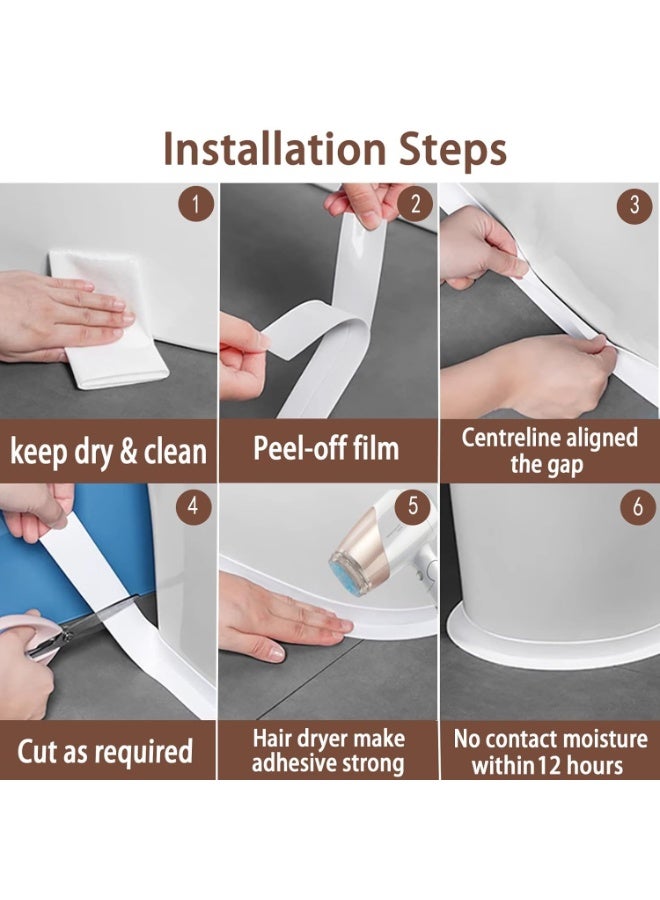 4 Pack Sealing Tape Bathroom Sealing Tape and Spatula, Waterproof Mold Length 320cm Width 38cm) Moisture Resistant High Tack Kitchen Bathroom Sealing Tape Kitchen Sink Bathroom Moisture Resistant Sealing Sticker - Image 5